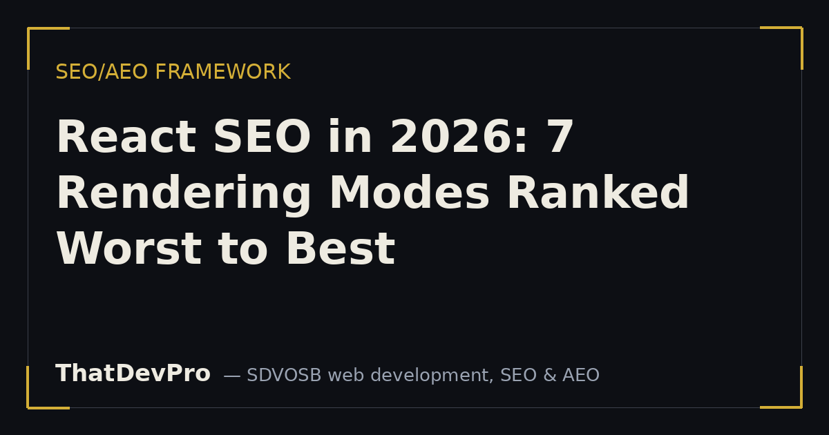 React SEO in 2026: 7 Rendering Modes Ranked Worst to Best