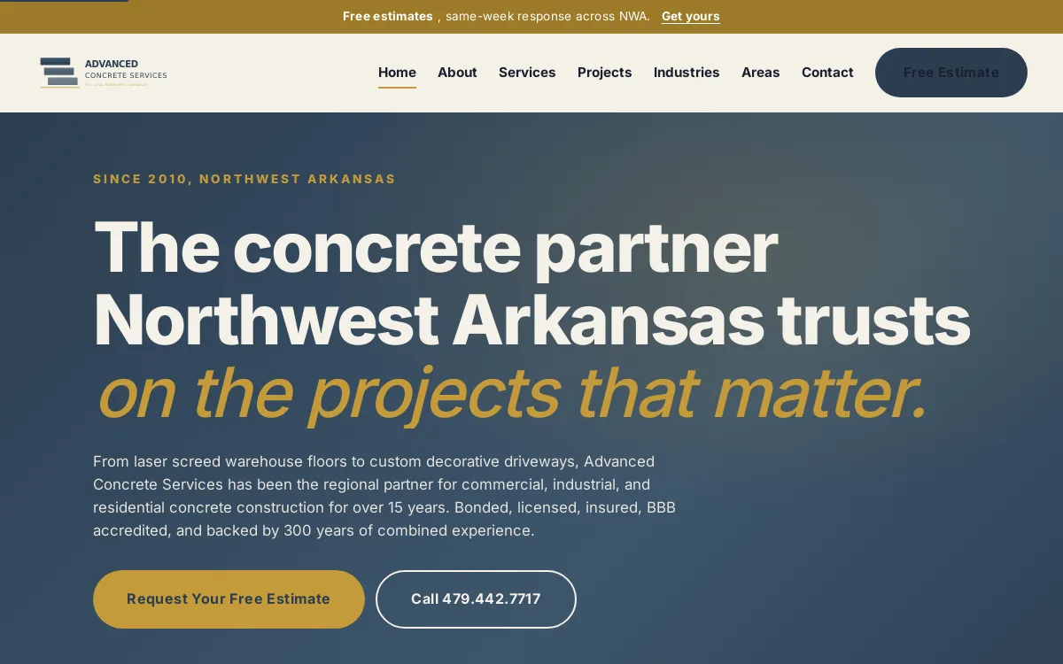 A Concrete SI — Construction & Contractors website screenshot