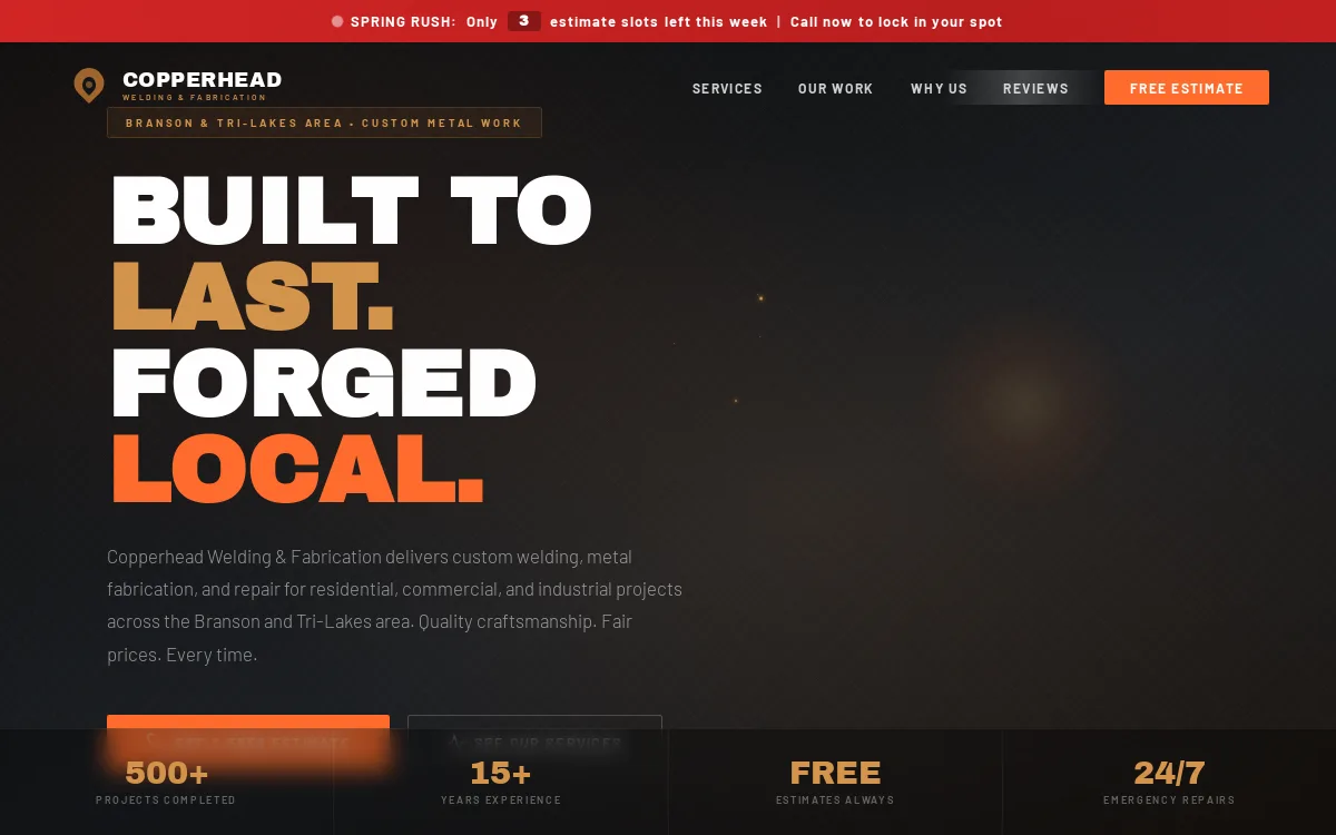 Copperhead Welding — Construction & Contractors website screenshot