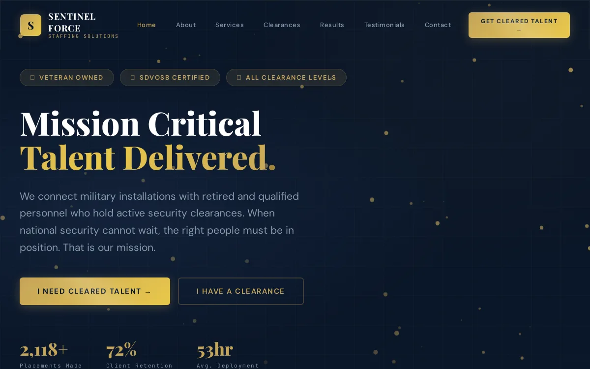 Cox Defense Recruiting — Federal & Veteran-Owned website screenshot