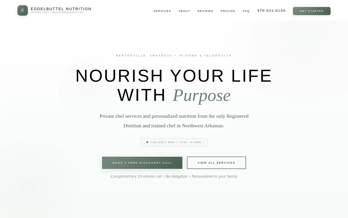 Eddelbuttel Nutrition — Wellness & Medical Spa website screenshot