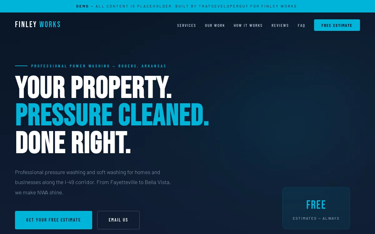 Finley Works — Construction & Contractors website screenshot