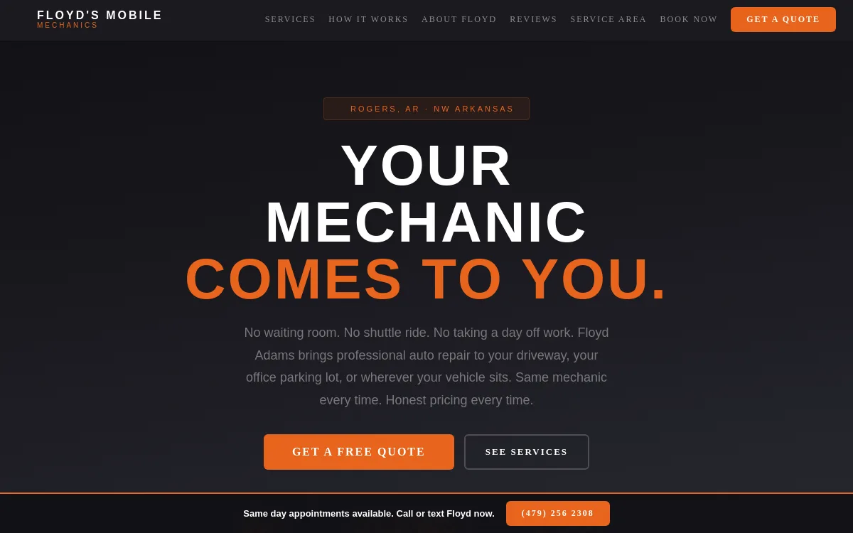 Floyd's Mobile Mechanics — Auto & Mechanic website screenshot