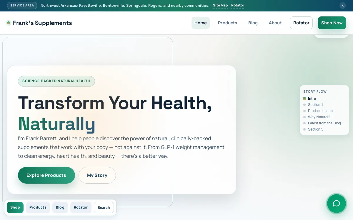 Frank's Supplements — Wellness & Medical Spa website screenshot