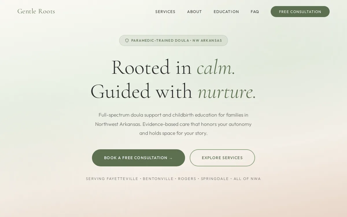 Gentle Roots — Counseling & Therapy Practices website screenshot