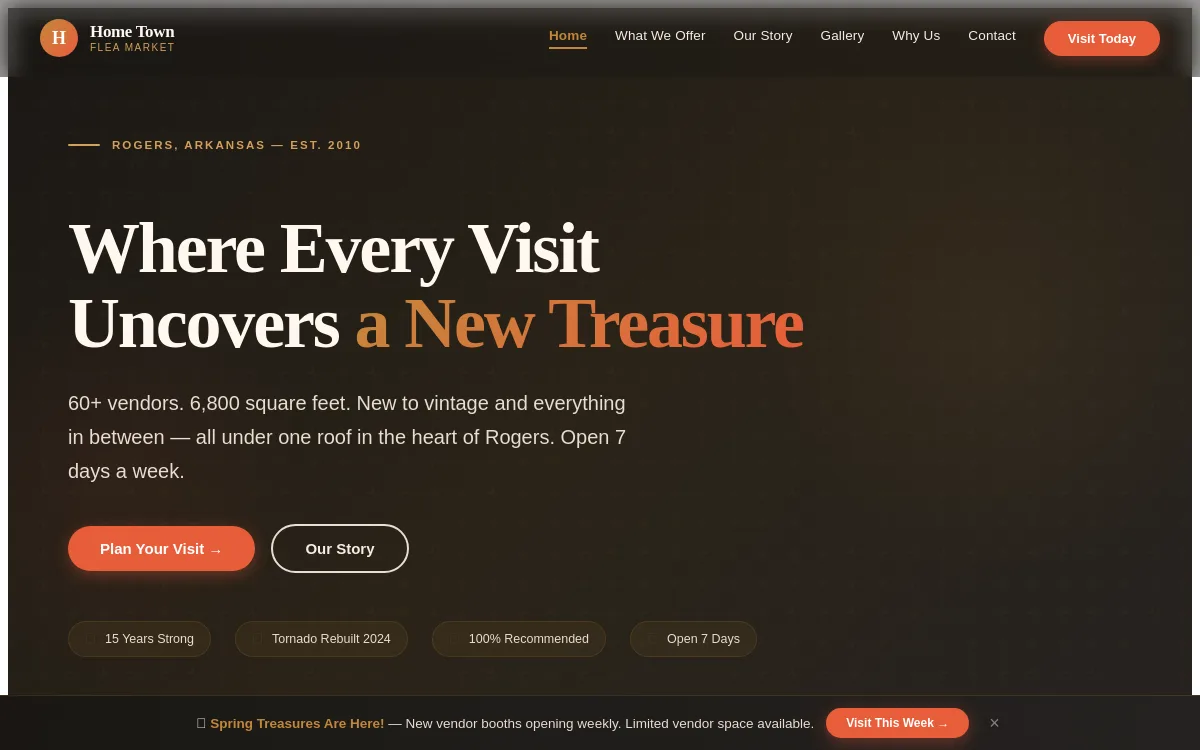Hometown Flea Market — Bakery & Food website screenshot