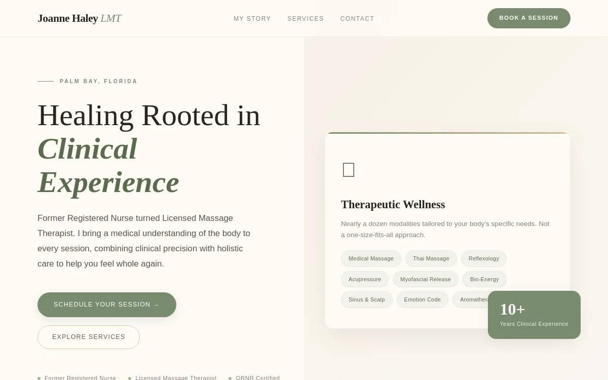 Joanne Haley LMT — Wellness & Medical Spa website screenshot