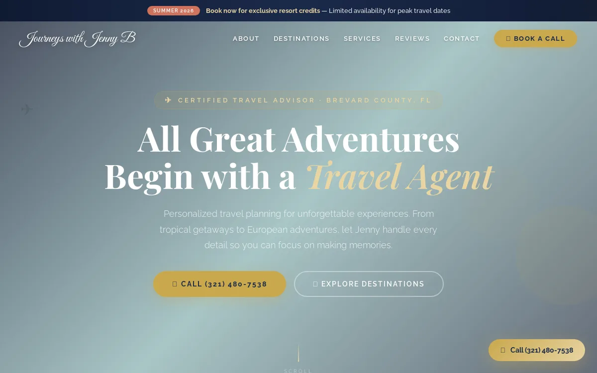Journeys With Jenny B — Vacation Rentals & Cabins website screenshot