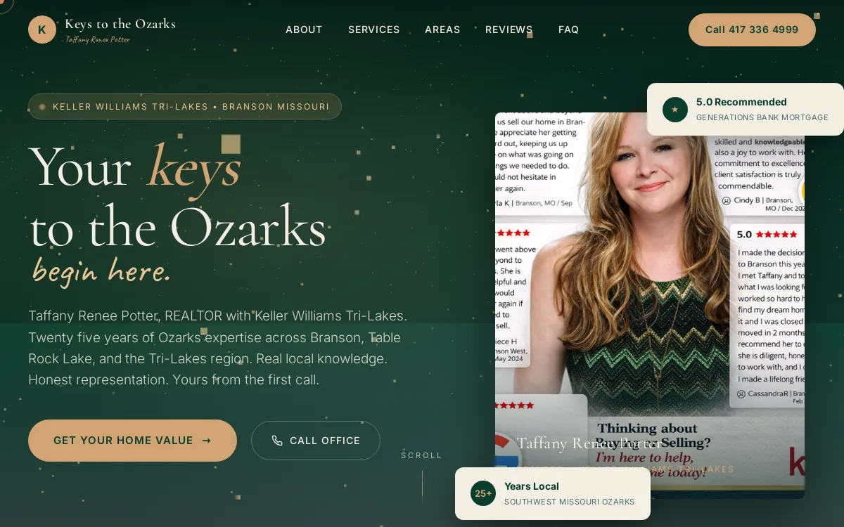 Keys To The Ozarks — Vacation Rentals & Cabins website screenshot