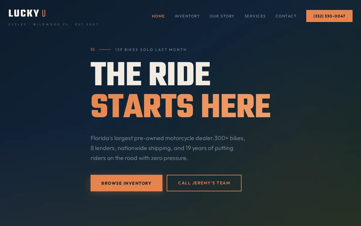 Lucky U Cycles — Auto & Mechanic website screenshot