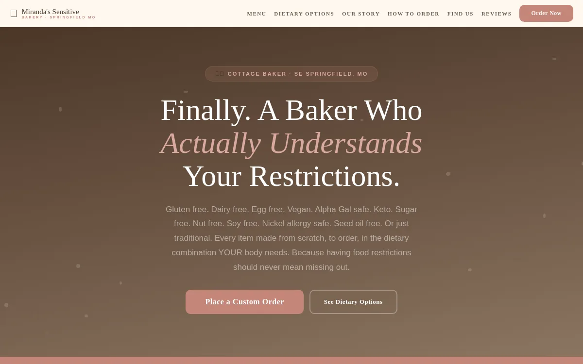 Miranda's Sensitive Bakery — Bakery & Food website screenshot