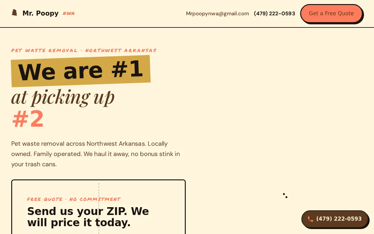 Mr. Poopy NWA — Cleaning Services website screenshot