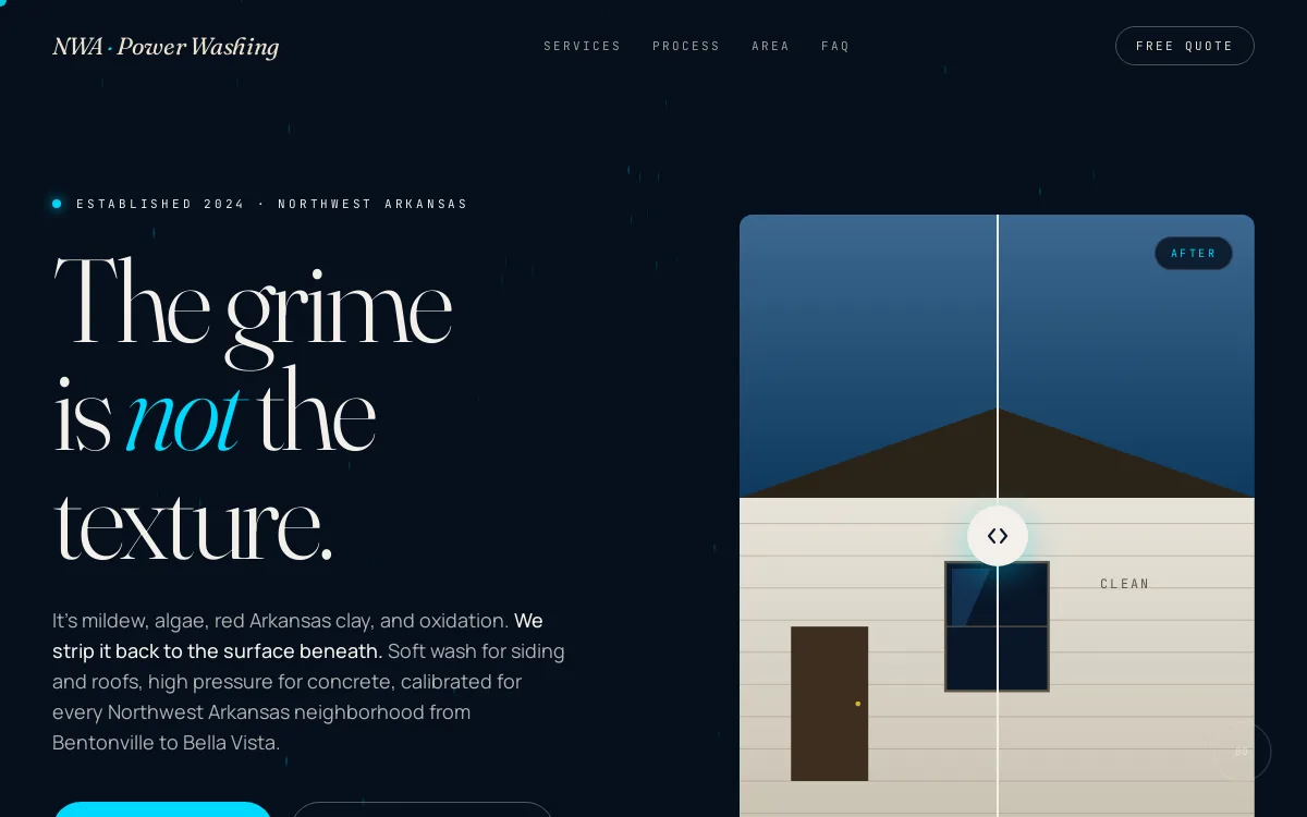 NWA Power Washing — Cleaning Services website screenshot
