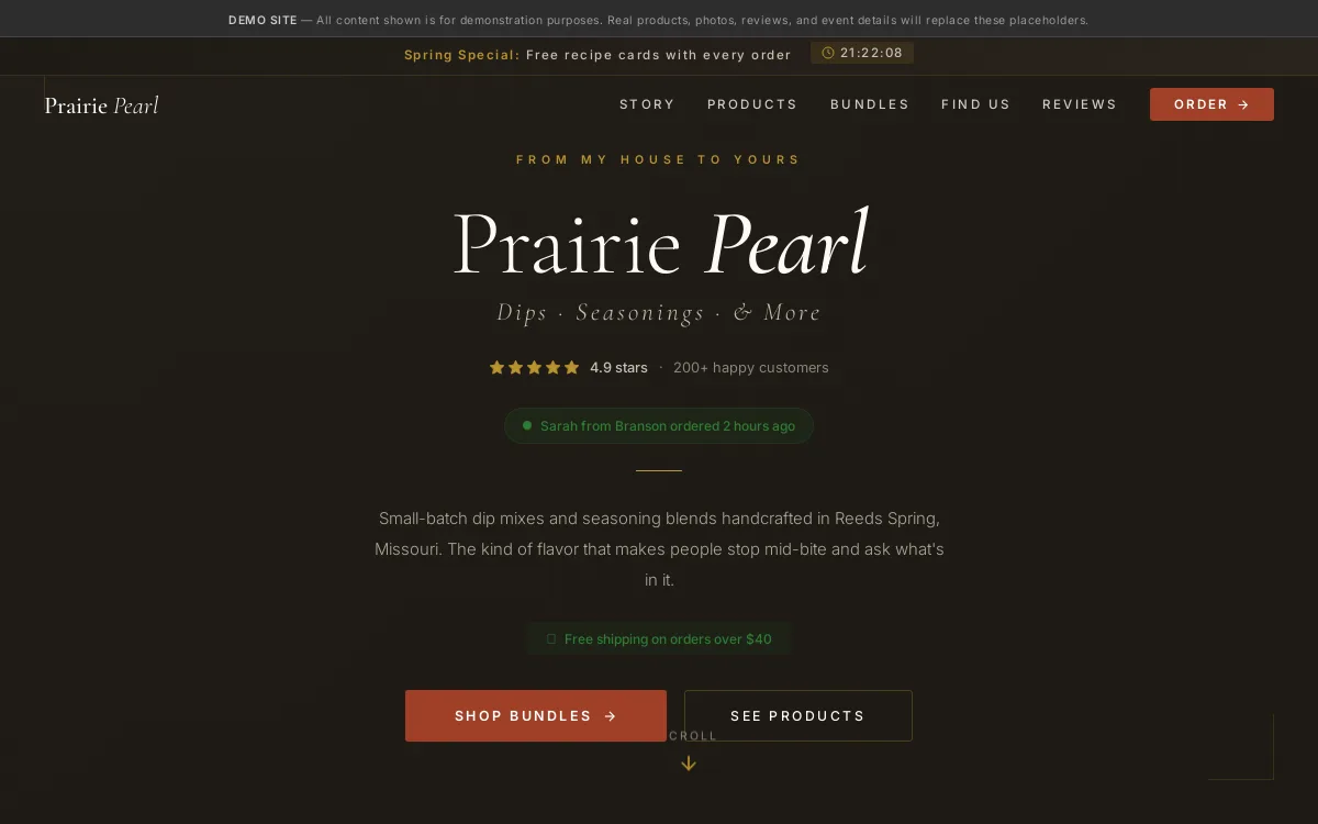 Prairie Pearl — sandbox-other website screenshot