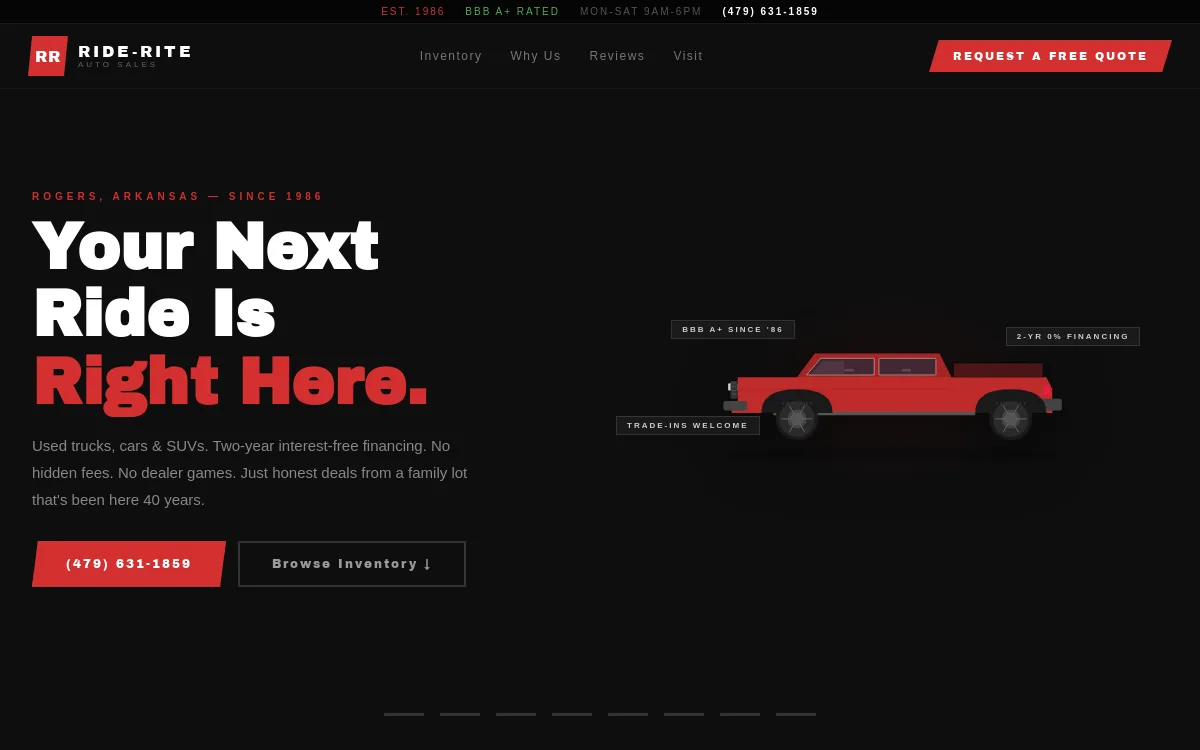 Ride Rite Auto Sales — Auto & Mechanic website screenshot