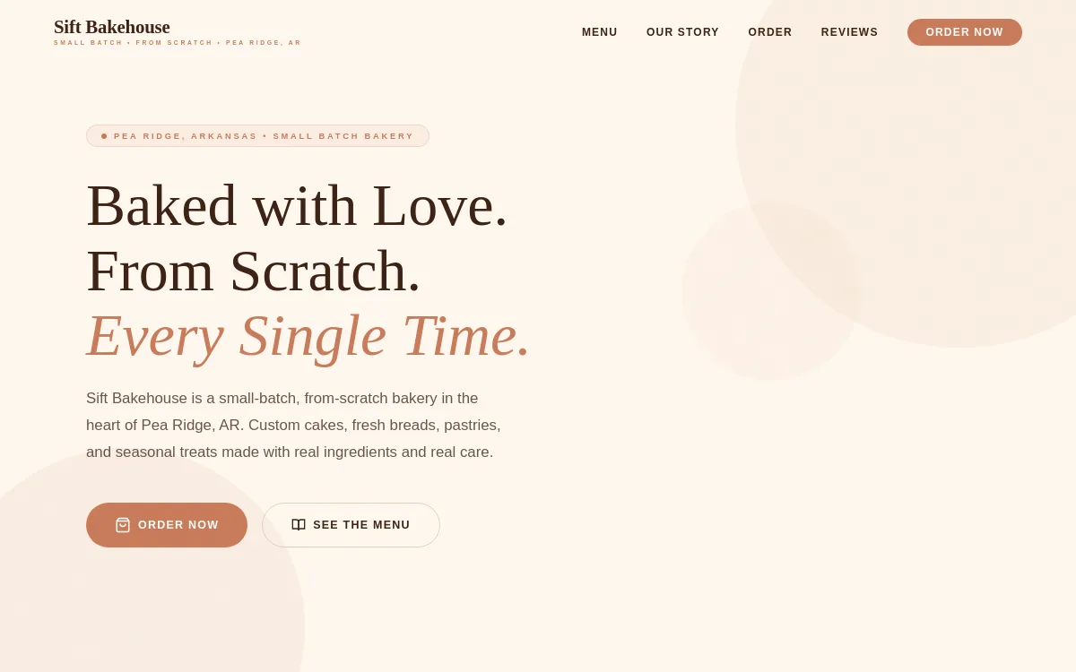 Sift Bakehouse — Bakery & Food website screenshot