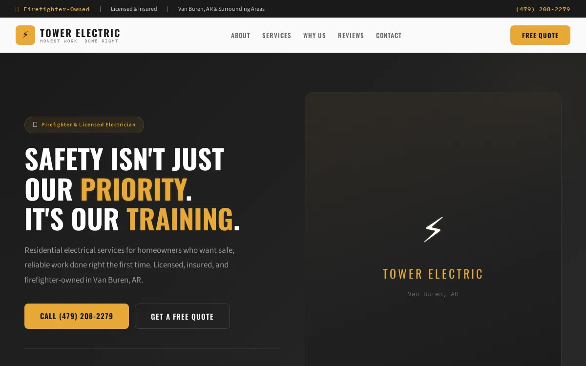 Tower Electric — Construction & Contractors website screenshot