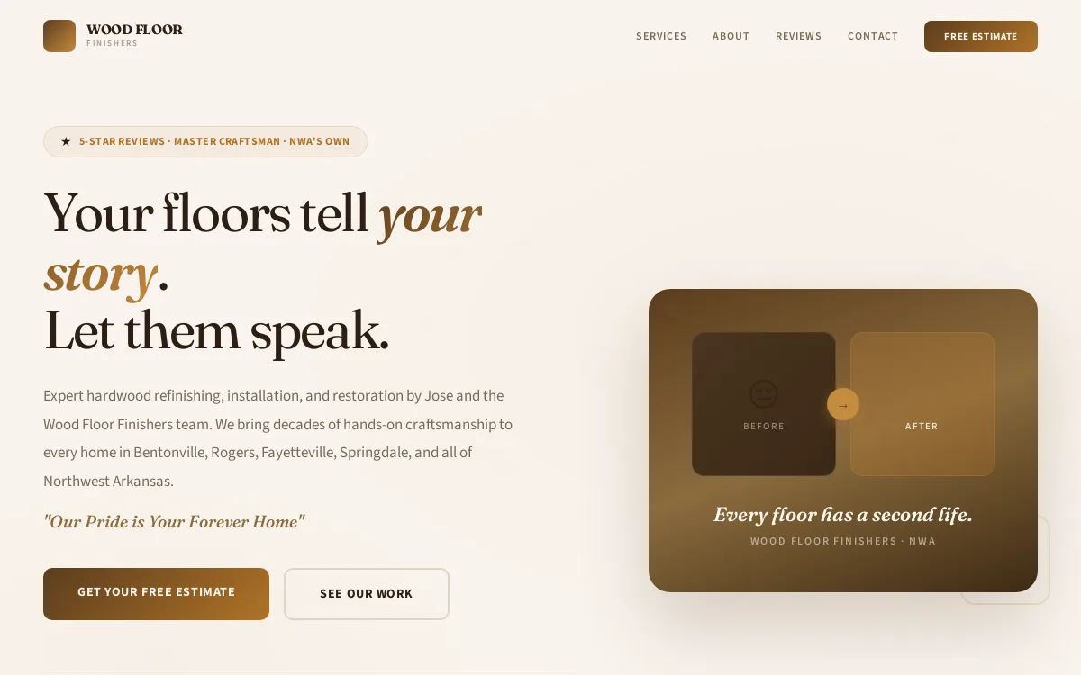 Wood Floor Finishers — Hardwood Flooring website screenshot